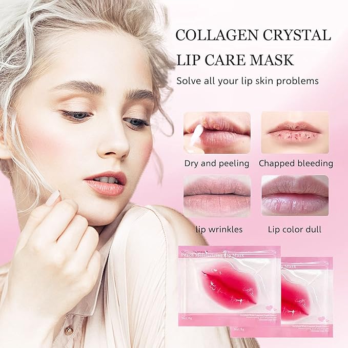 30 pieces of Moisturizing Collagen Crystal Lip Mask - Anti-Ageing & Anti Chapped, Reduce lip Wrinkles, Fade Lip Color, Make Skin Smooth And Firm Collagen Lip Pieces (Rose)-FemmiqueWomen