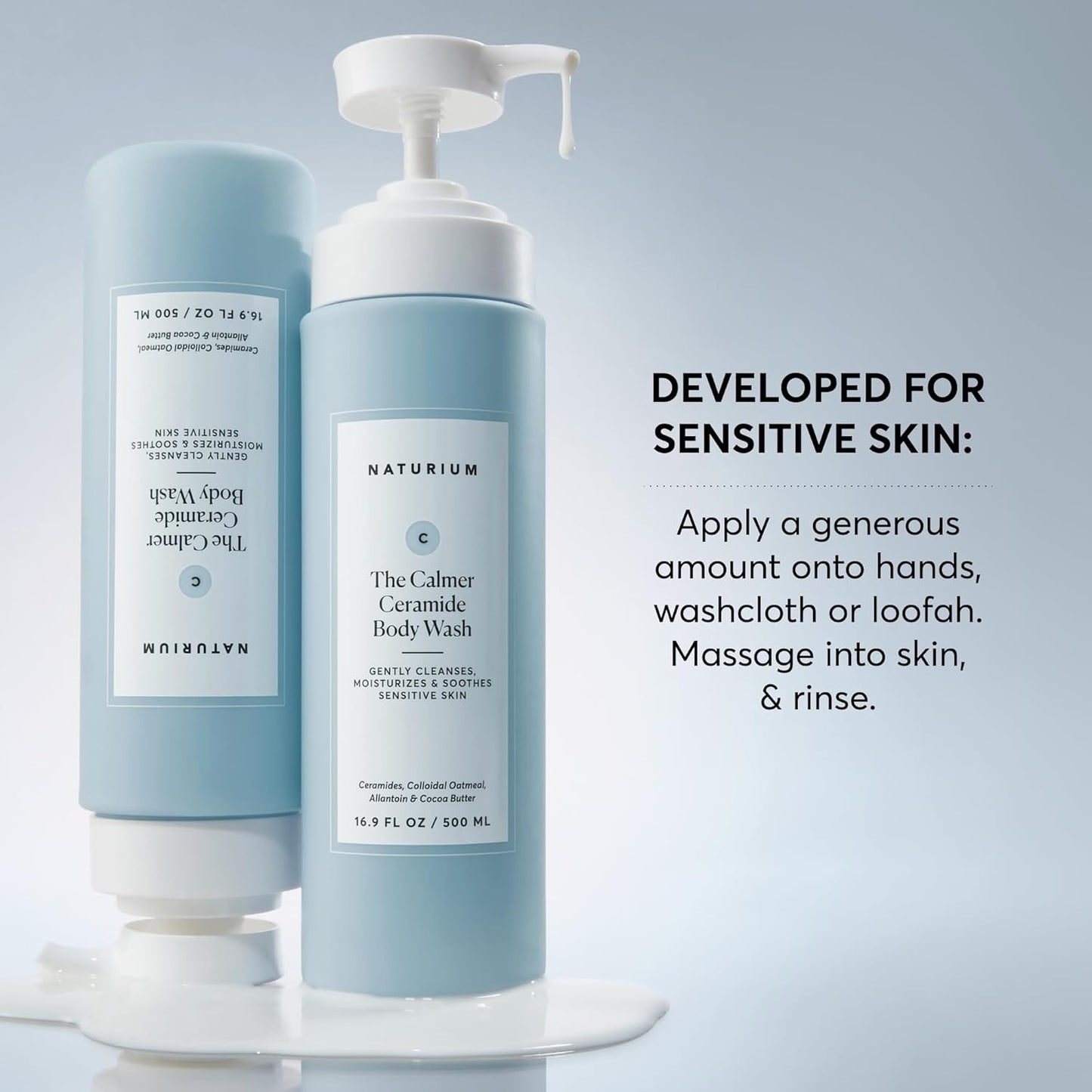 Naturium The Calmer Ceramide Body Wash, Frangrance-Free, Cleansing & Moisturizing for Dry, Sensitive Skin, Dermatologist-Tested, Paraben & Cruelty-Free, 16.9 oz-FemmiqueWomen