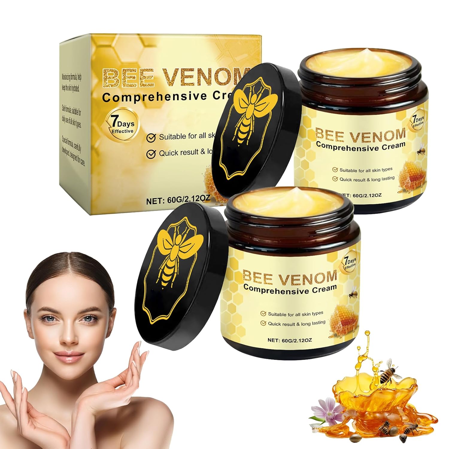 2PCS Bee Venom Comprehensive Cream,Bee Venom Hydrating Moisturizing Cream,for All Skin Types-FemmiqueWomen