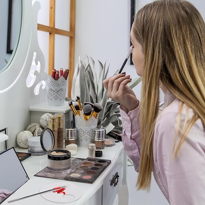 2 Pcs Makeup Palette Tray Clear Makeup Mixing Tray Cosmetic Palette Acrylic with 2 Pcs Spatula Tool Foundation Mixing Palette Cosmetic Palette for Mixing for Nail Art Foundation Shadow-FemmiqueWomen