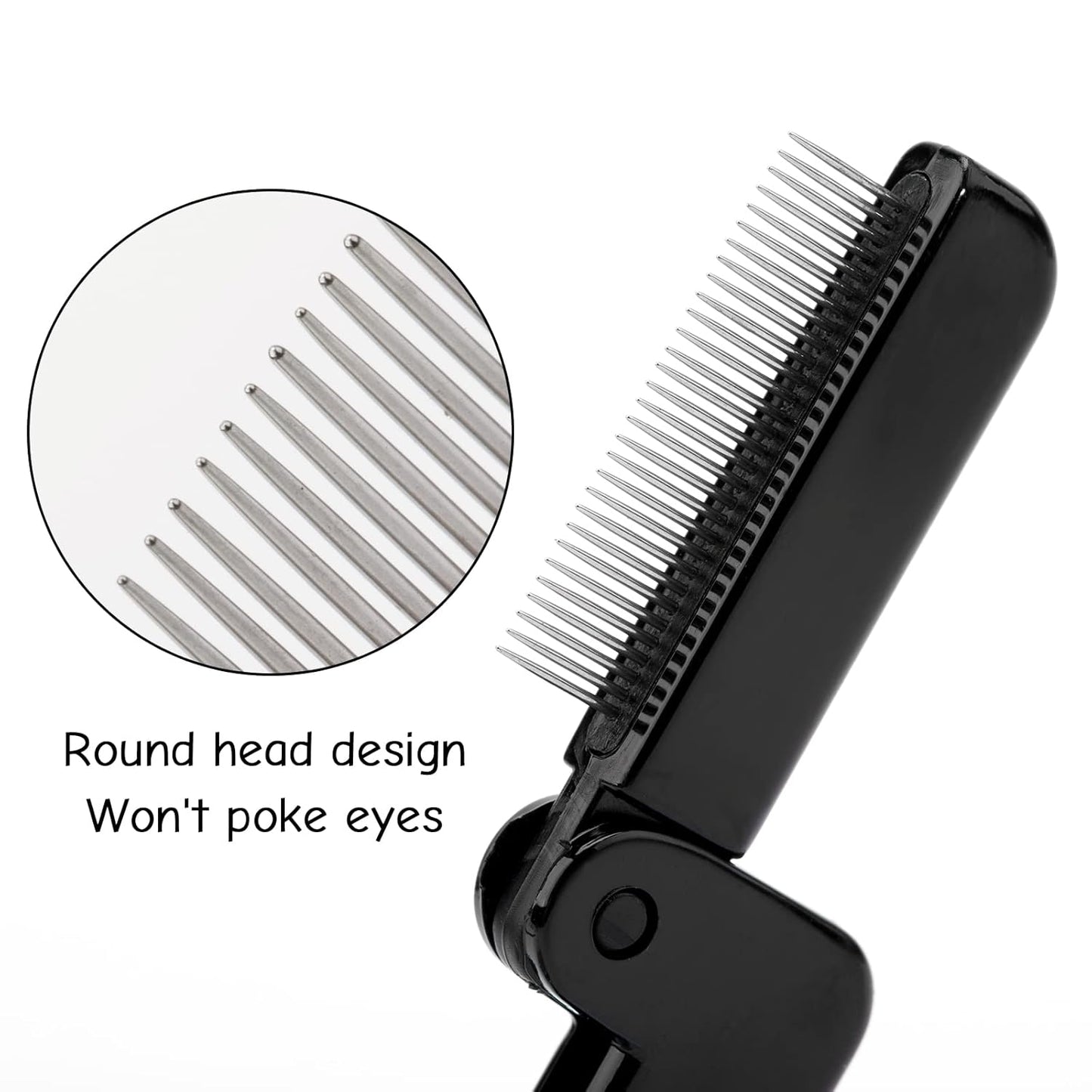G2PLUS 2PCS Folding Eyelash Comb, Eyelash Separator Tool, Black Eyebrow Comb Metal Teeth, Eyelash Brush Tool for Lash & Brow-FemmiqueWomen