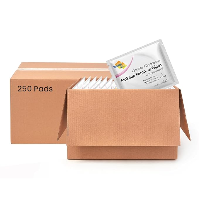 Diamond Wipes Face Cleansing and Waterproof Makeup Remover Wipes, Case of 250 Wipes, Alcohol Free Wipes with Vitamin E-FemmiqueWomen