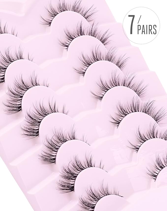 Onlyall Cat Eye Lashes Natural Lashes False Eyelashes Fox Eye Lashes False Lashes 7 Pairs D5-FemmiqueWomen
