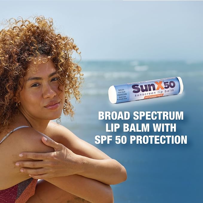 CoreTex Sun X 50 Lip Balm SPF 50 (Pack of 50) - Sunscreen Lip Balm, Water Resistant up to 80 Minutes & Free of Parabens & Oxybenzone - SPF 50 Broad Spectrum (UVA/UVB) Lip Protection-FemmiqueWomen