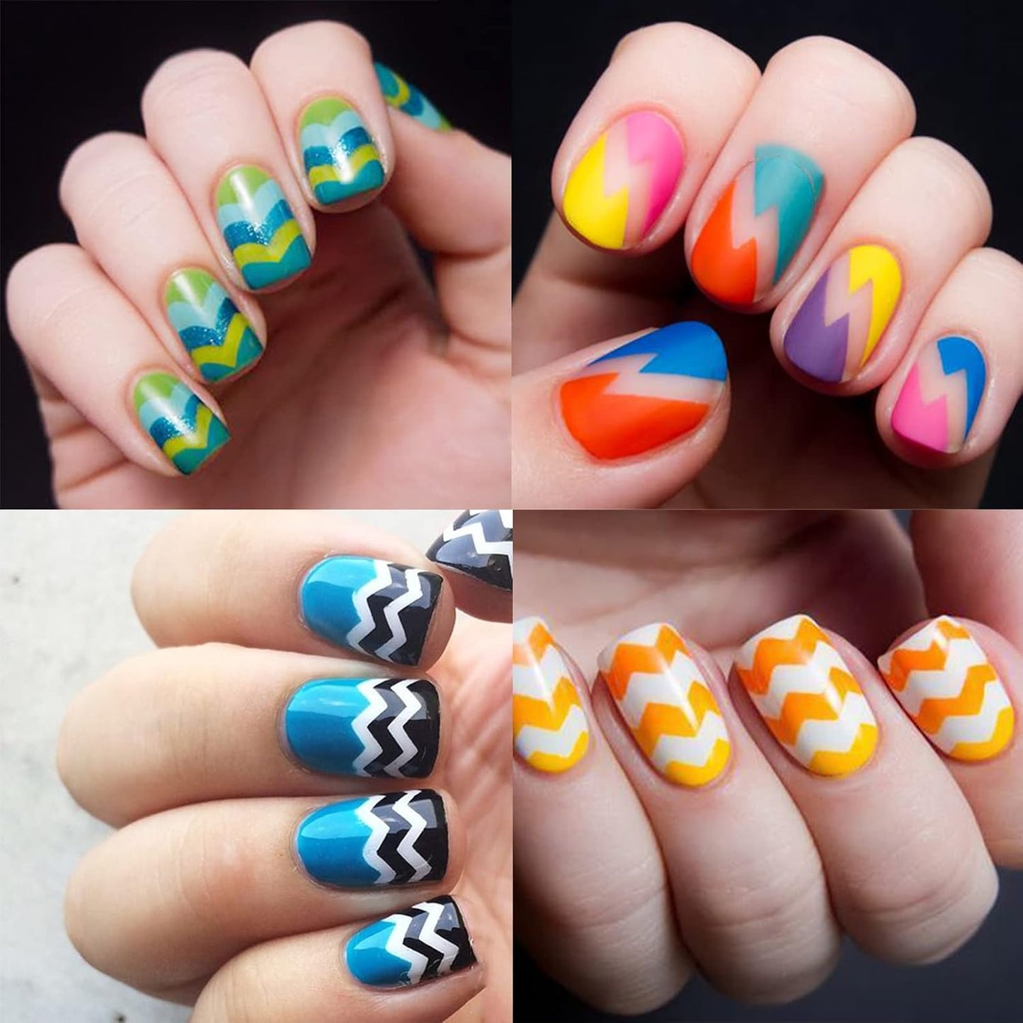 1422 Pcs French Tip Nail Guides, Self-Adhesive French Moon Shaped V-Shaped Manicure Strip Stickers for Edge Auxiliary Black DIY Decoration Stencil Tools(11 Designs, 36 Sheets)-FemmiqueWomen