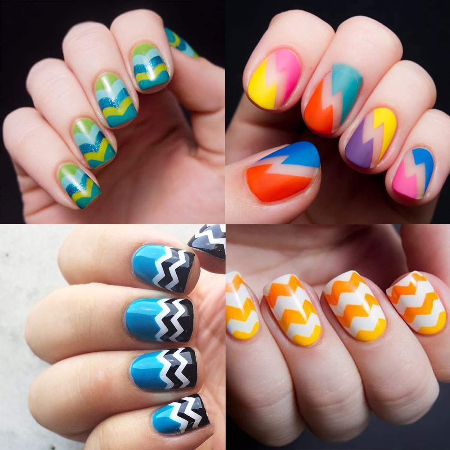 1422 Pcs French Tip Nail Guides, Self-Adhesive French Moon Shaped V-Shaped Manicure Strip Stickers for Edge Auxiliary Black DIY Decoration Stencil Tools(11 Designs, 36 Sheets)-FemmiqueWomen