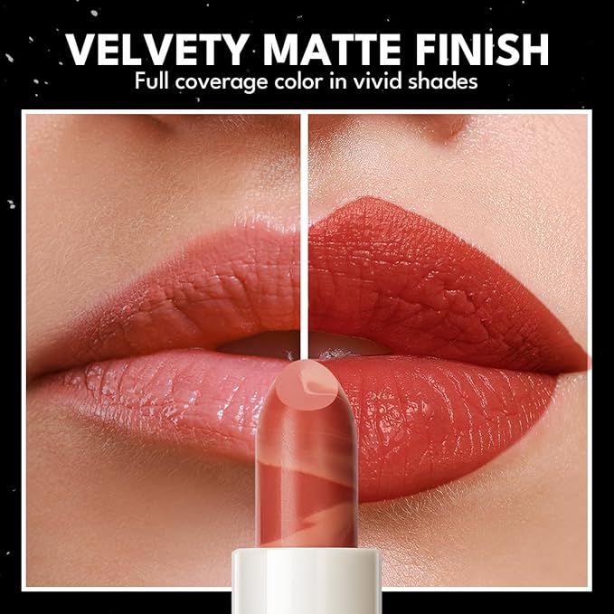 2PCS Marbled Matte Lip Stick Makeup - Velvety Finish | Naked-lip Feel, Full Coverage, D001+D002-FemmiqueWomen
