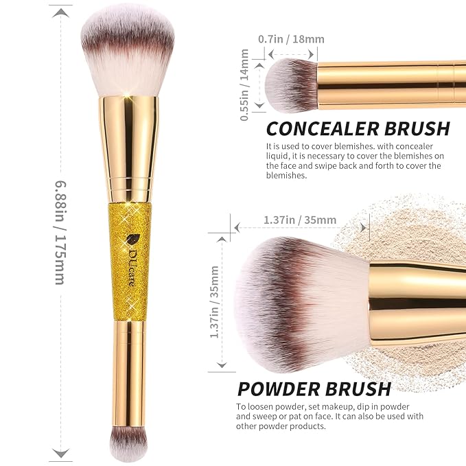 DUcare Powder Concealer Brush Foundation Makeup Brushes Double Ended Perfect for Rounded Taperd Liquid, Cream, Powder,Blending, Buffing-FemmiqueWomen