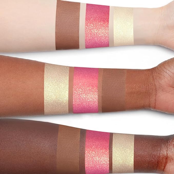 3Pcs Contour Highlighter Cream Blush Stick for Cheeks Eyes Lips Lightweight Dewy Finish Blush Stick Waterproof Long Lasting Contour Stick Trio Wand Face Makeup Set for Girls and Women (1+3+4)-FemmiqueWomen