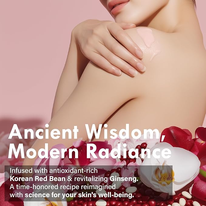 Korean Red Bean Body Lotion for Women - 24-Hour Hydrating Moisturizer for Dry Skin with Peptides & Hyaluronic Acid for Smooth Sensitive Skin - Vegan & Cruelty-Free - 8.45 fl oz-FemmiqueWomen