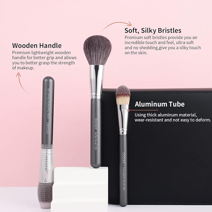 Docolor Professional Makeup Brush Set 29Pcs Makeup Brushes Valentines Day Gifts Premium Goat Synthetic Fiber Foundation Face Powder Blush Concealer Eyeshadows Make Up Brushes with PU Leather Case-FemmiqueWomen