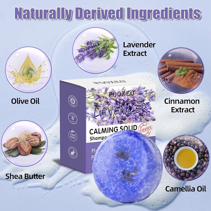 2 Pack Lavender Shampoo Bar,Solid Hair Bar And Conditioner Effect Hair Soap,Organic Shampoo Bars For Hair With All Natural Plant Based Essential Oils,Stocking Stuffers,Gifts for Women-FemmiqueWomen