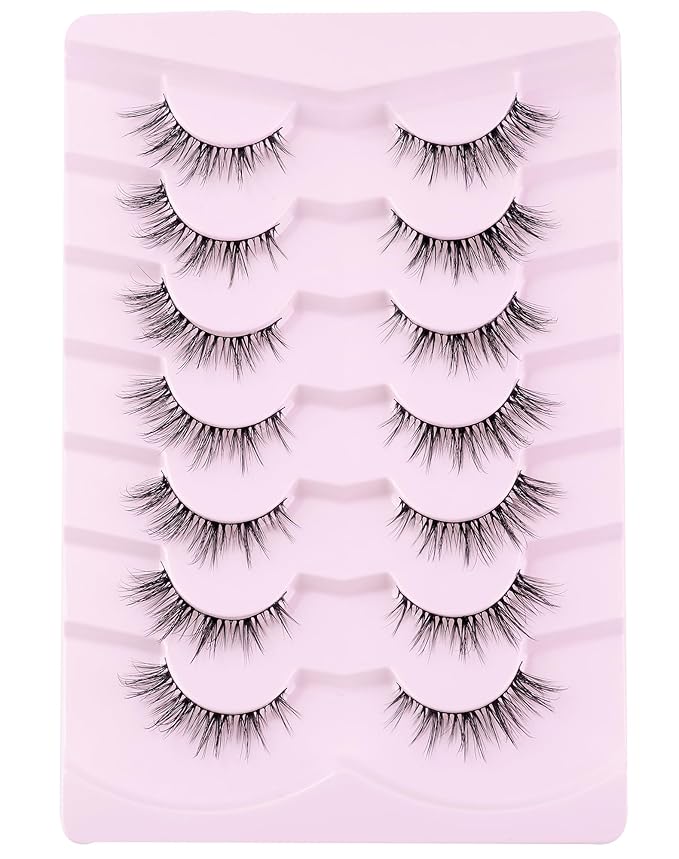 Cat Eye Lashes Natural Fake Lashes Demi Wispies Eyelashes Natural Look Lashes Wispy False Eyelashes Fox Eye Strip Lashes 7 Pairs-FemmiqueWomen