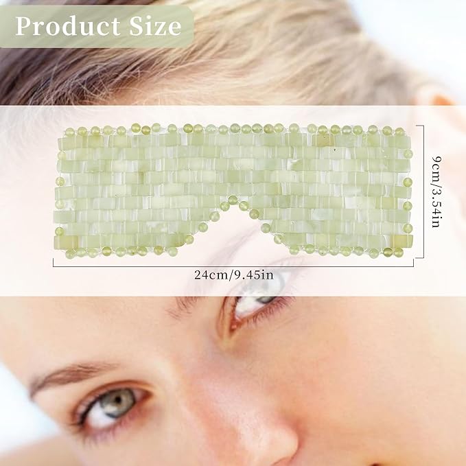 Jade Eye Mask, Eye Mask for Relaxation, Reusable Jade Eye Mask Hot or Cold Using Jade Mask Eyes Sleeping Mask for Alleviate Puffiness Face Massage Relax Eyes Meditation Beauty-FemmiqueWomen