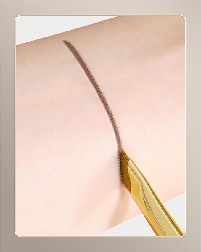 Desert Oak Series Angled Eyeliner Brush - Ultra-Fine Nylon Bristles for Razor-Sharp Gel/Liquid/Powder Lines, Anti-Smudge Design, Ebana Handle & Brass Ferrule (CM 180)-FemmiqueWomen