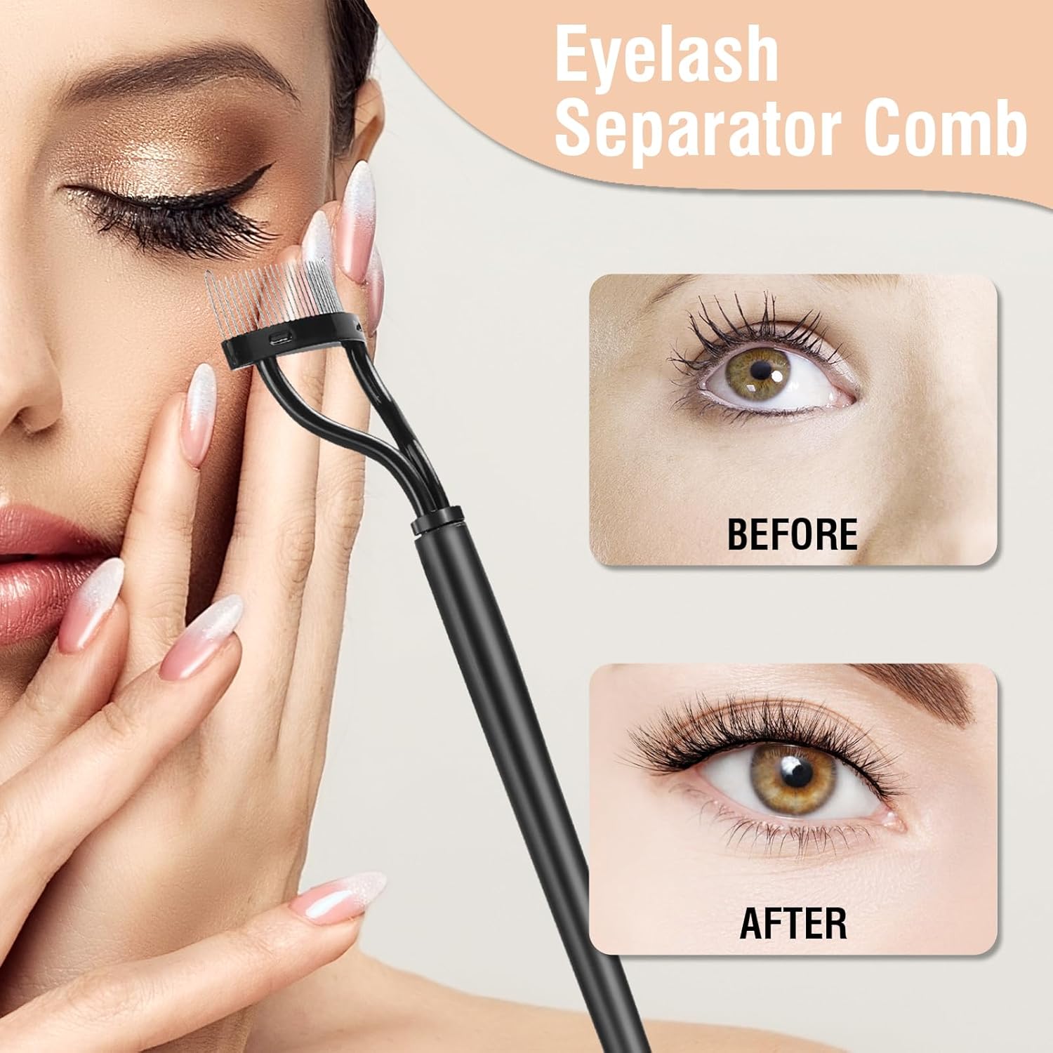 3PCS Eyelash Comb Lash Separator Brow Brush & Eyebrow Spoolie for Removes Clump Mascara-FemmiqueWomen