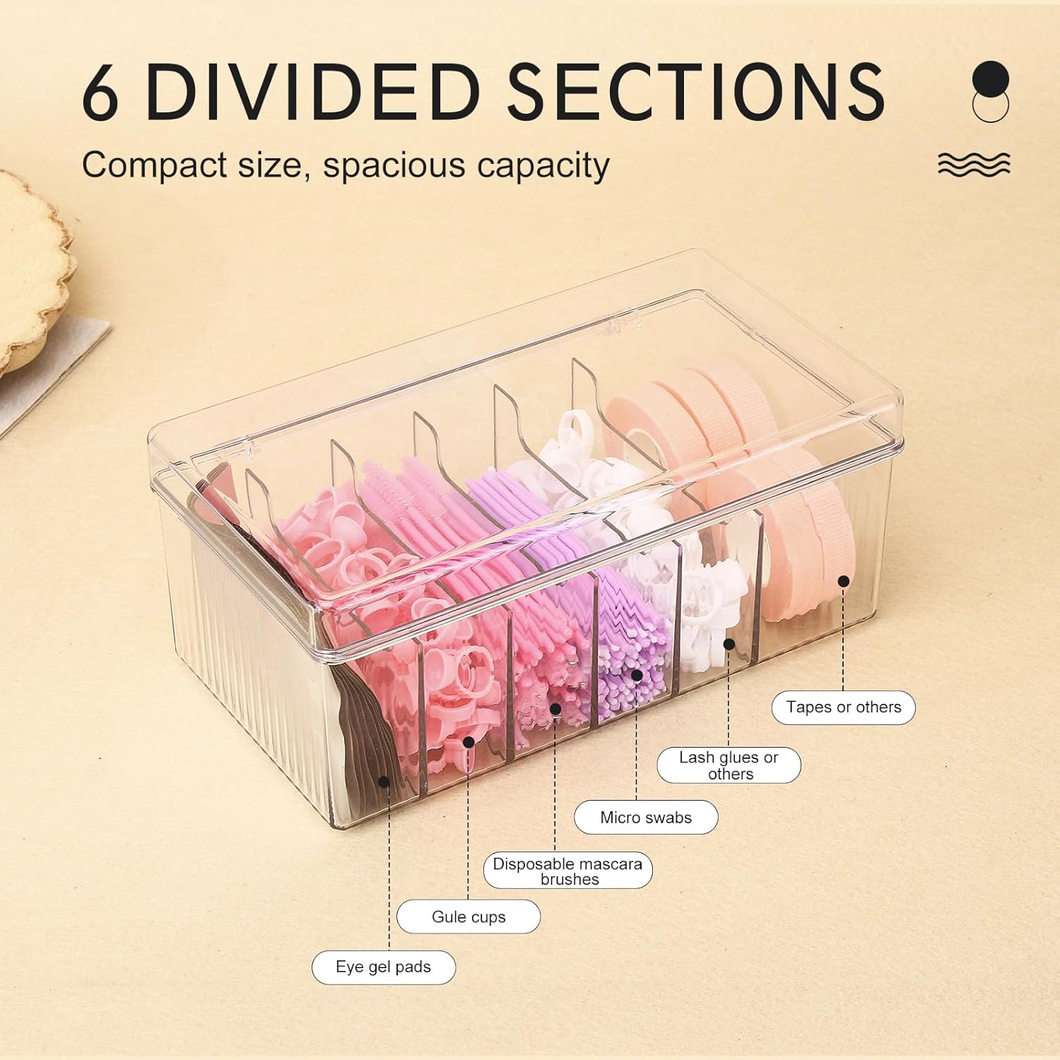 MoyRetty Acrylic Lash Extension Organizer, Large Capacity Eyelash Extension Supplies Storage Container Box, Neatly Store and Organize Your Lash Supplies (Clear)-FemmiqueWomen