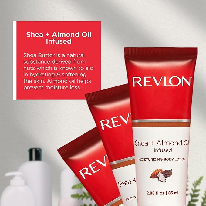 REVLON Get Carried Away Trio Moisturizing Travel Set, Shea Butter and Almond Oil Infused, Moisturizing Body Wash, Body Lotion, Exfoliating Body Scrub, 3 Count (2.88 fl oz)-FemmiqueWomen