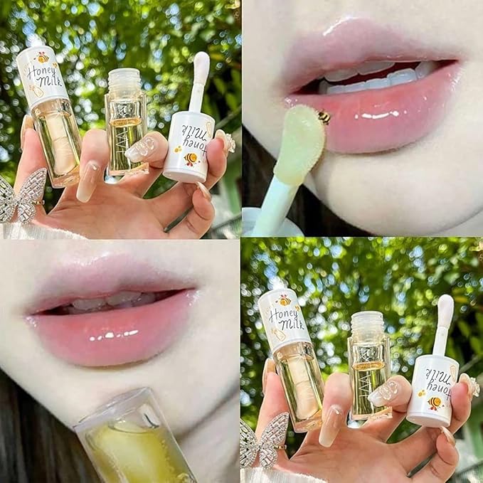 2Pcs Crystal Jelly Lip Oil Moisturizing Hydrating Lip Care Hydrating Lip Gloss Tinted Lip Balm, Long Lasting & Nourishing Lip Glow Oil, Non-sticky Fresh Texture-FemmiqueWomen