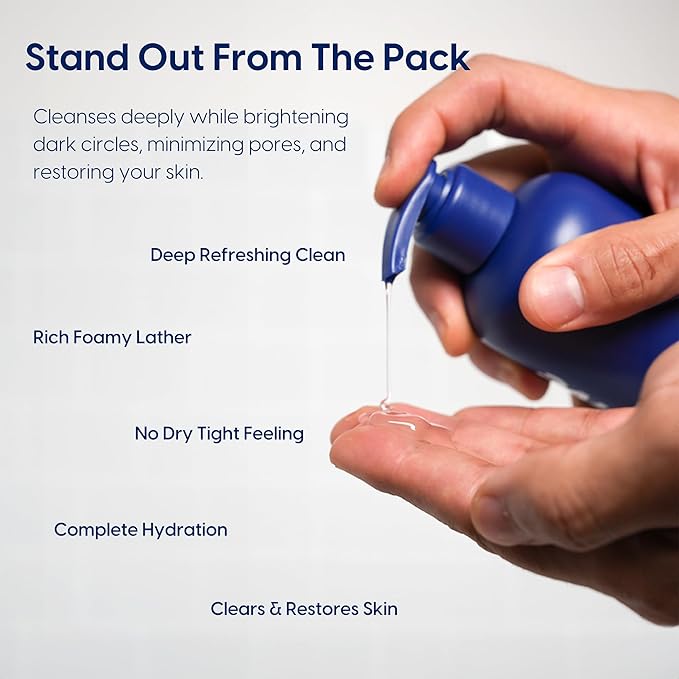 Strive Hydrating Men's Face Wash - Deep Cleans Pores, Exfoliates & Brightens - Refreshing Aloe Vera, Hyaluronic Acid & Niacinamide - Fragrance Free Men's Skincare - 200ml-FemmiqueWomen