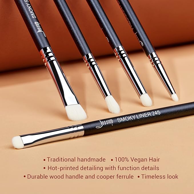 Jessup Eyeshadow Brush Set 7pcs Fluffy Eye Makeup Brushes for Eye Shadow Blending Shader Crease Concealer Black T334-FemmiqueWomen