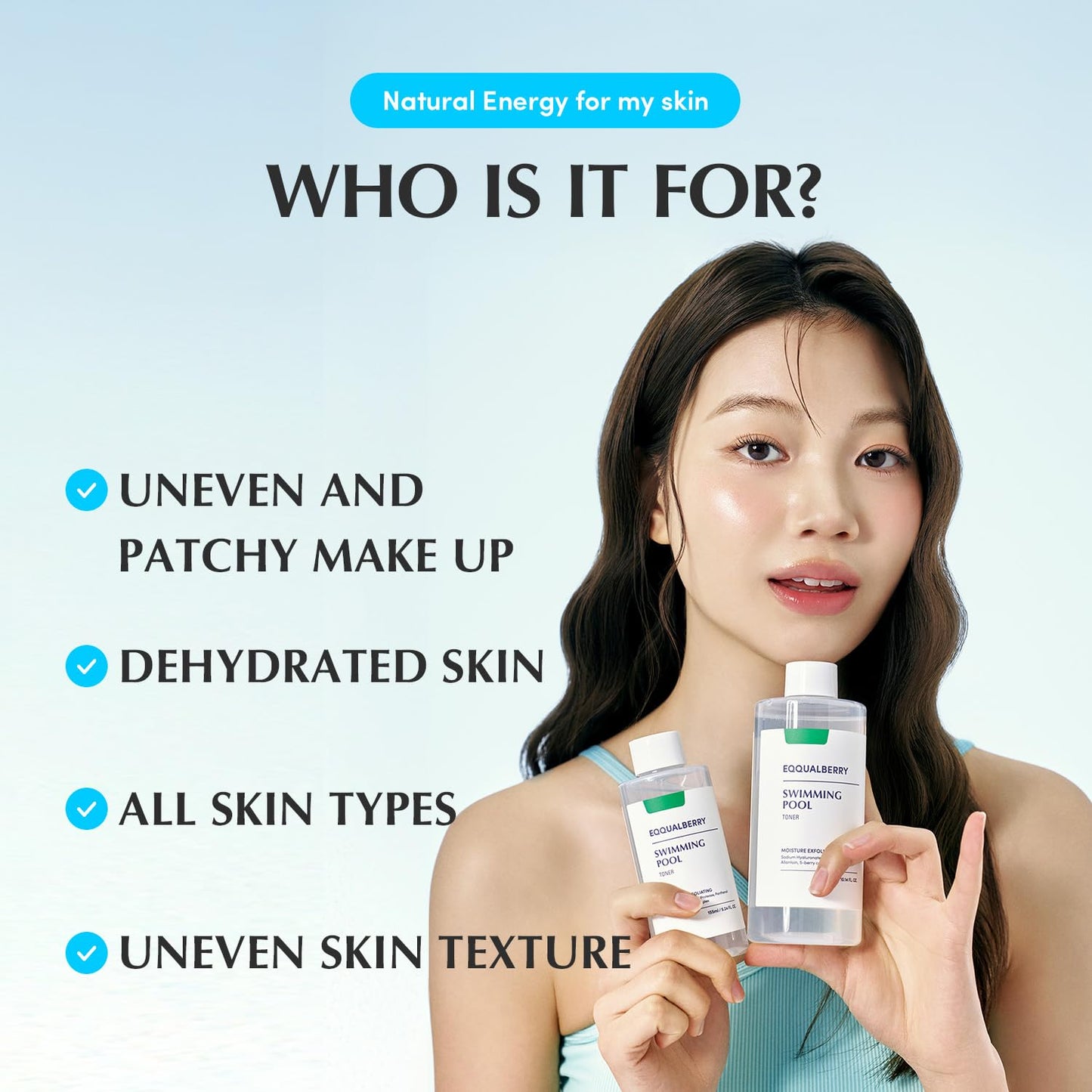 Swimming Pool Toner - Korean Toner for Daily Exfoliating & Deep Hydration with Natural Enzyme Protease & Hyaluronic Acid, For Sensitive Skin, 10.14 Fl Oz (300ml)-FemmiqueWomen