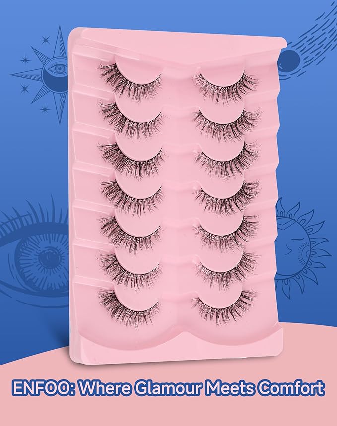 Natural Lashes Wispy Everyday Natural Look Flared Eyelashes Fairy False Cateye Lash Soft False Eyelashes Fluffy 7 Pairs D77-FemmiqueWomen