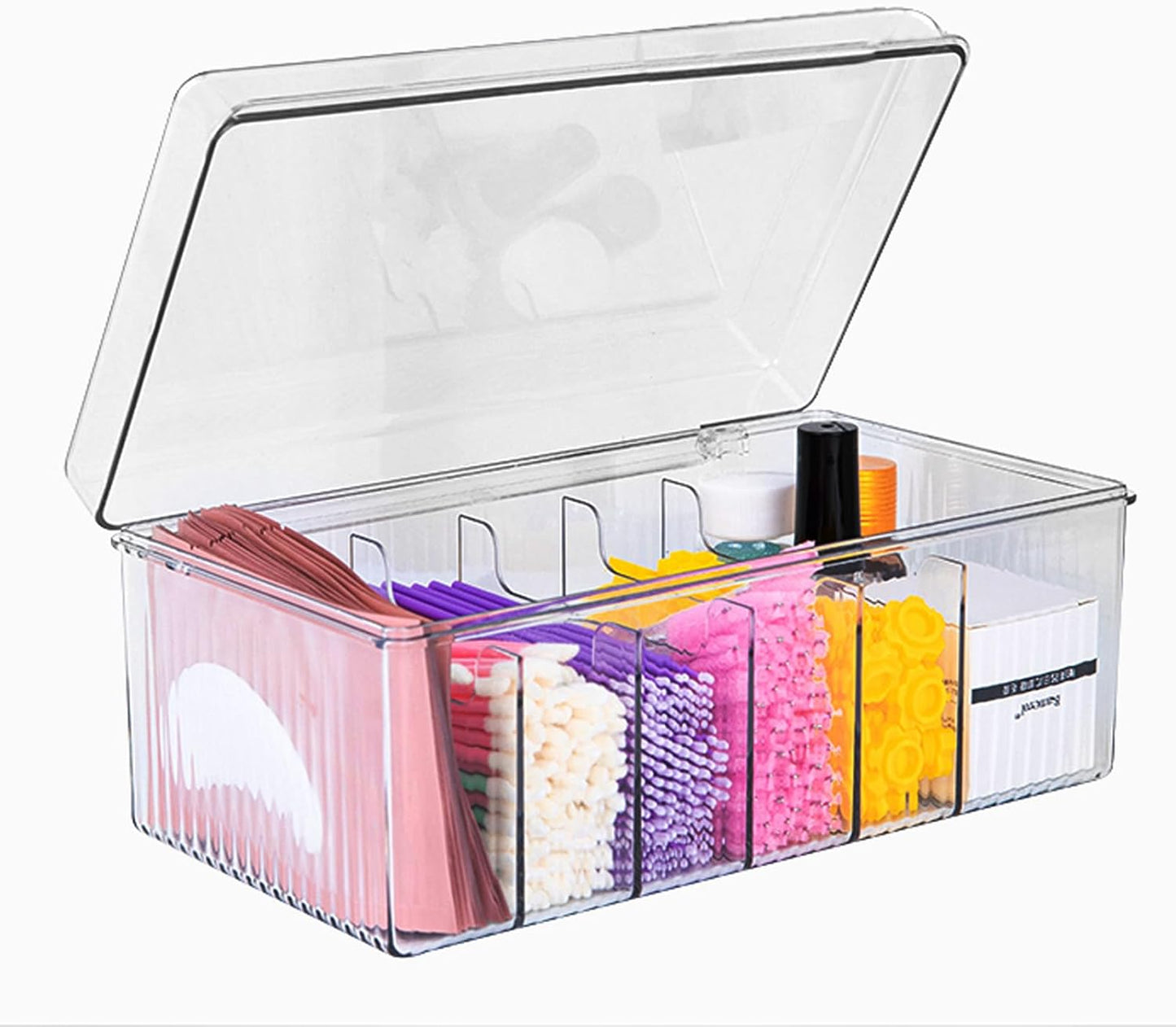 Lash Extension Organizer and Storage, Lash Cart Organizer for Lash Techs, Eyelash Extension Supplies Organizer Storage Box, Acrylic Lashes Supplies Container, Eyelash Beauty Organizer with Lid Clear-FemmiqueWomen