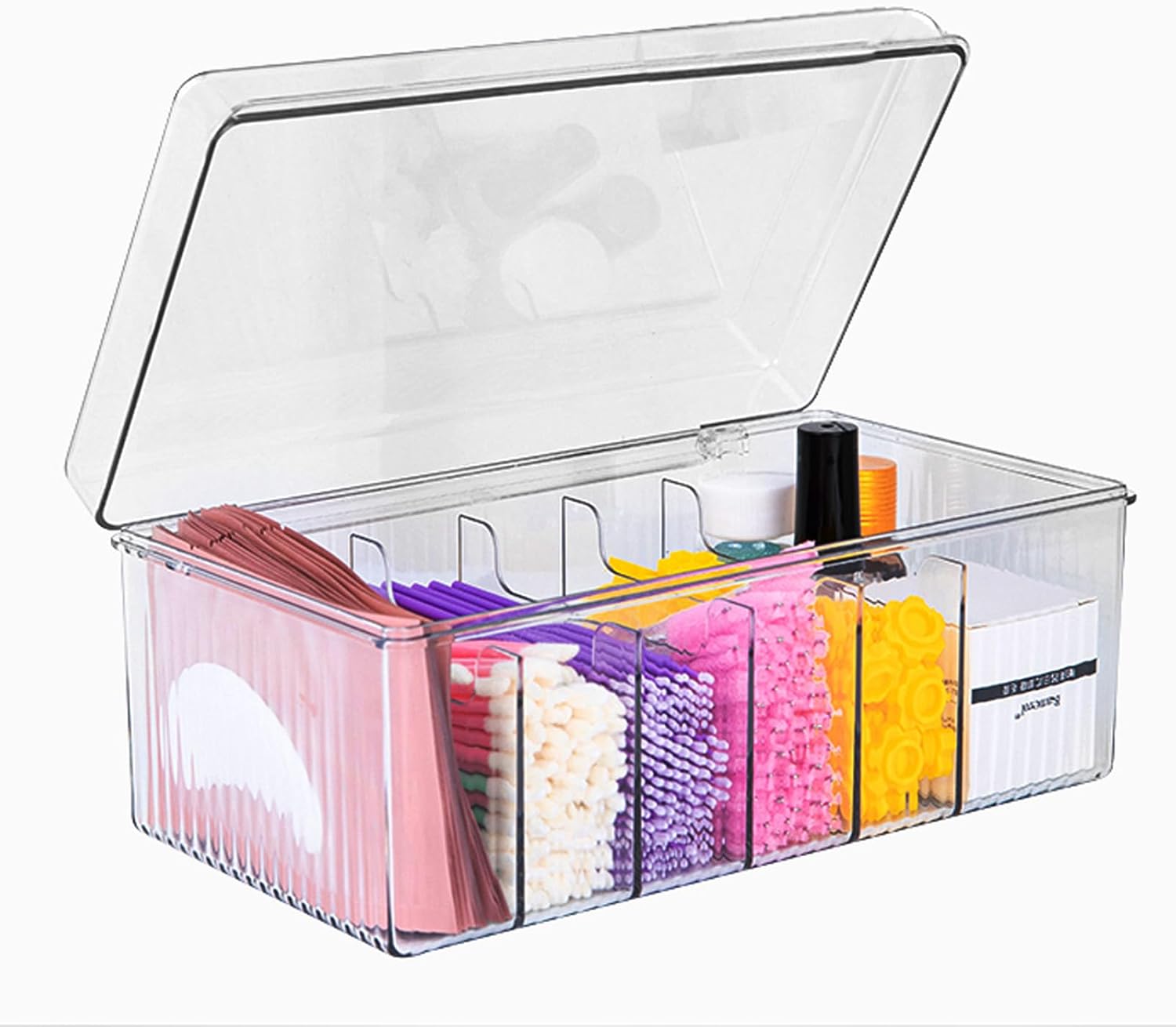 Lash Extension Organizer and Storage, Lash Cart Organizer for Lash Techs, Eyelash Extension Supplies Organizer Storage Box, Acrylic Lashes Supplies Container, Eyelash Beauty Organizer with Lid Clear-FemmiqueWomen