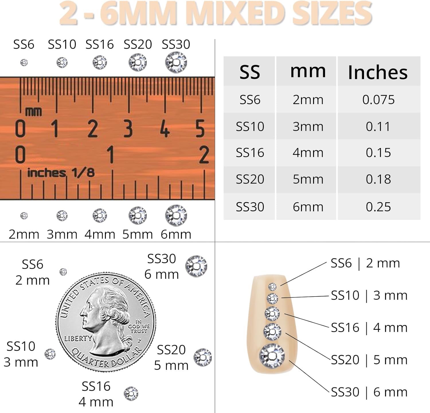 30000Pcs Resin Rhinestones Set for Crafting Bedazzling, Champagne Flatback Gems Jewels for Crafts Clothes Shoes Fabric Outfit Nails Makeup, Flat Back Crystal 2-6mm with b 7000 Glue-FemmiqueWomen