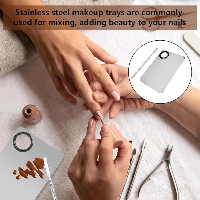 2 Pcs Professional Cream and Lip Makeup Mixing Palette with Spatula Foundation and Lip Palette Set for Travel-FemmiqueWomen