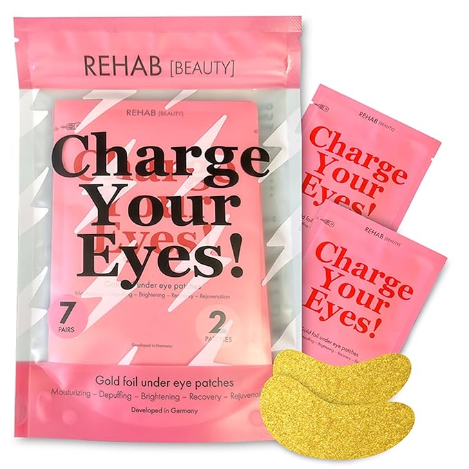 24k Gold Under Eye Patches for Puffy Eyes (7 Pairs) – Gold Foil Under Eye Masks for Dark Circle with Betaine, Hyaluronic Acid – Skincare Eye Bags Patches Treatment for Men & Women-FemmiqueWomen
