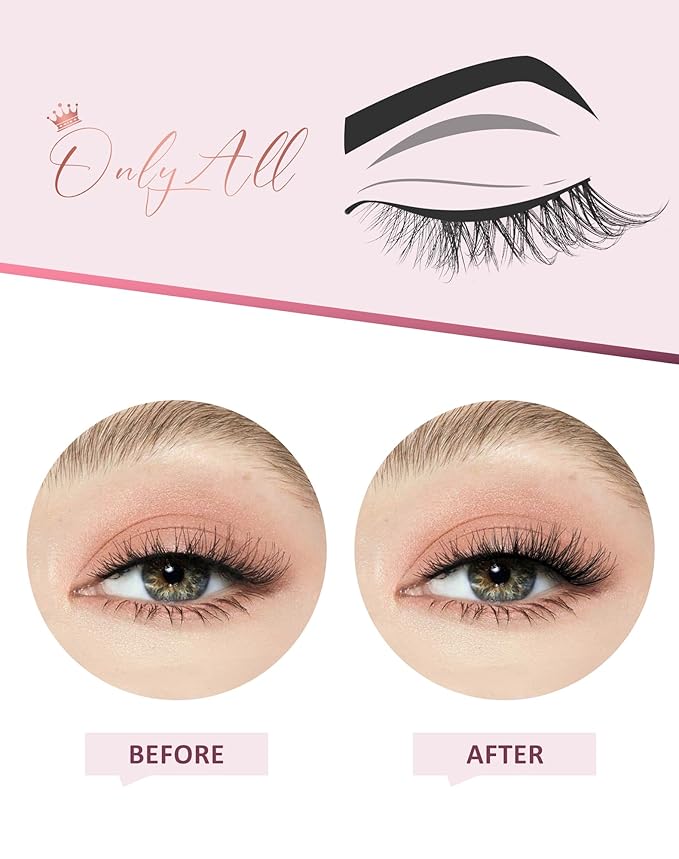 Onlyall Half Eyelashes Corner Lashes Natural Lashes Half Lashes Wispy End Lashes Corner Eyelashes 3/4 Lashes 7 Pairs C19-FemmiqueWomen