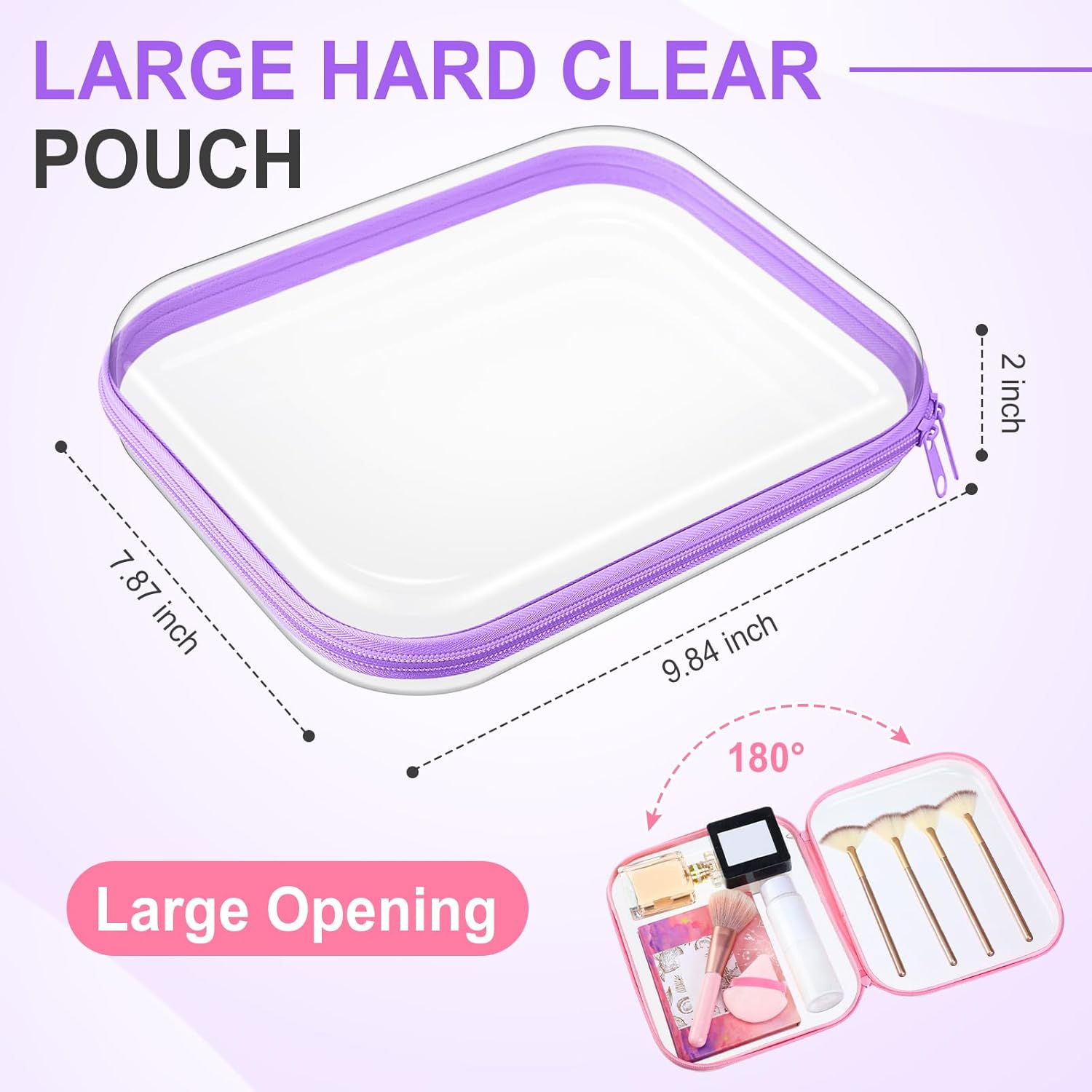 Sanwuta 6 Pcs Clear Hard Zipper Case Pencil Pouches Hard Plastic Zipper Pouches Makeup Bag Transparent Cases for Snacks Plastic Storage Organizer Box for Travel(Colorful,9.84 x 7.87 x 2 Inch)-FemmiqueWomen