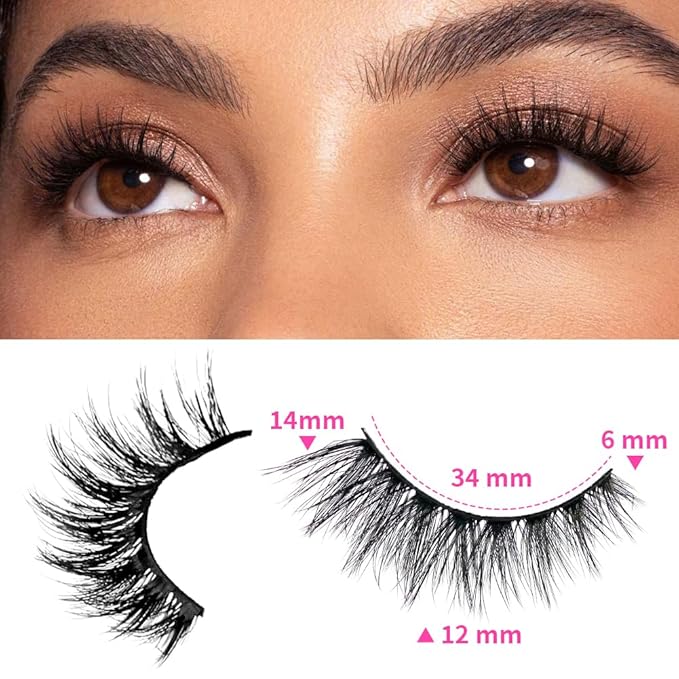False Eyelashes 48 Pairs Faux Mink Lashes 14mm Wispy Lashes 3D Fluffy Cat Eye Lashes Pack Bulk Wholesale Strip Lashes(style 48-036)-FemmiqueWomen
