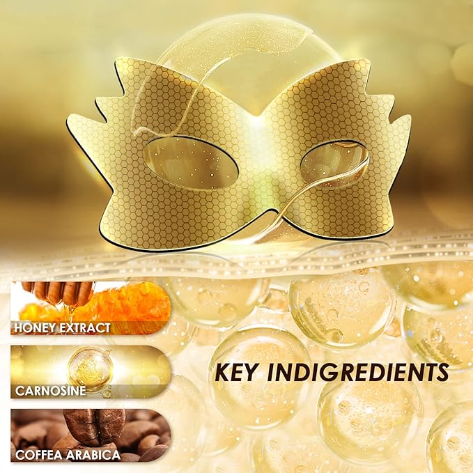 24k Gold Eye Masks, Under Eye Patches Honeycomb Eye Treatment Mask for Dark Circles and Puffiness, Eye Care Pads Skincare Reduce Puffy Wrinkles Eye Patch Gift for Adults Women Men Kids Girls -8 PCS-FemmiqueWomen