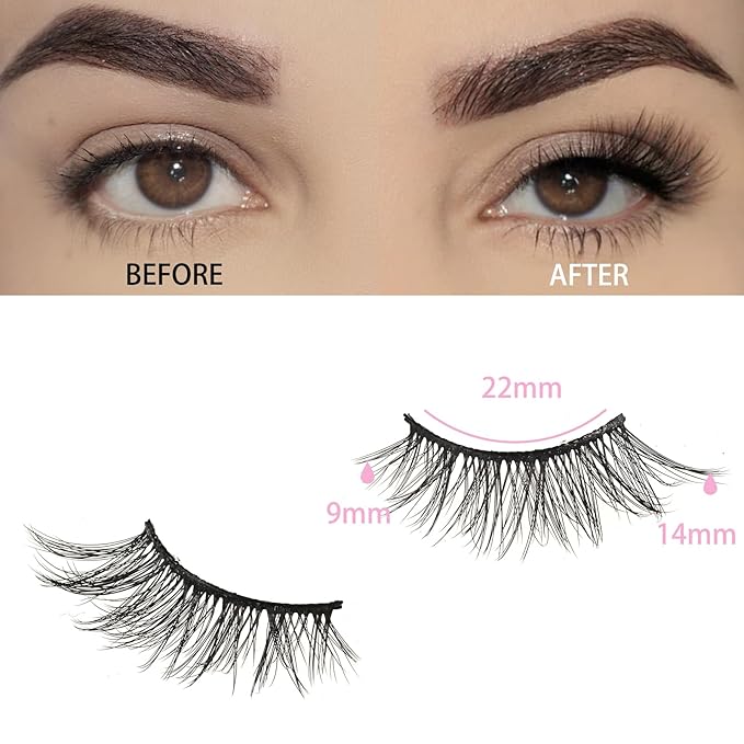 FARRED Half Lashes Natural Look Short Eyelashes Cat Eye Lash Fluffy Natural Lashes Wispy False Eyelash 14 Pairs Faux Mink Strip Eye Lashes Pack for Daily Makeup (F15 | 9-14mm)-FemmiqueWomen