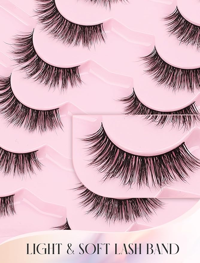 Natural Lashes Mink Natural Eyelashes False Eyelashes Natural Look False Lashes Wispy Eye Lashes Cat Eyelashes Fake Lashes KD01-FemmiqueWomen