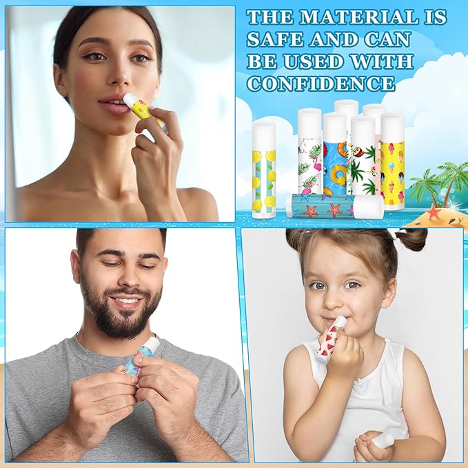 100 Pcs Summer Lip Balm Bulk Moisturizing Lip Balm Jasmine Flavor Lip Balms Cream Tropical Hawaiian Beach Luau Party Lip Care Product for Stocking Stuffers Beauty Gifts Women Men-FemmiqueWomen