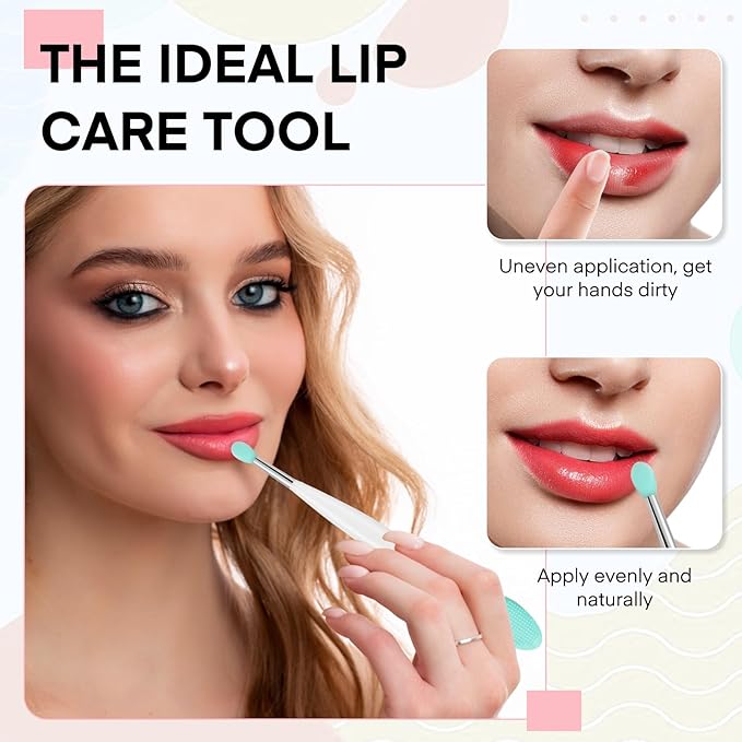 Unaone Lip Scrub Brush - 3 PCS Dual-ended Lip Scrubber Exfoliator and Silicone Lip Brush, 2-in-1 Silicone Lip Scrub Tool Lip Mask Applicator, Gentle Exfoliator & Applicator for Soft-FemmiqueWomen