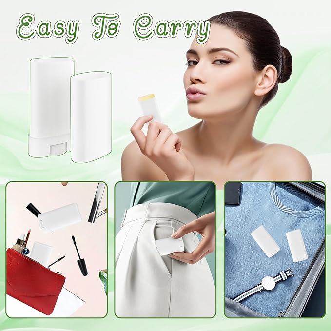 30 Pieces 15g/0.5oz White Oval Plastic Lip Balm Tubes,Empty Deodorant Bottles,Twist-Up Chap Stick Storage Containers for DIY Homemade Sunscreen Bar,Moisturizing Stick,Crayon-FemmiqueWomen