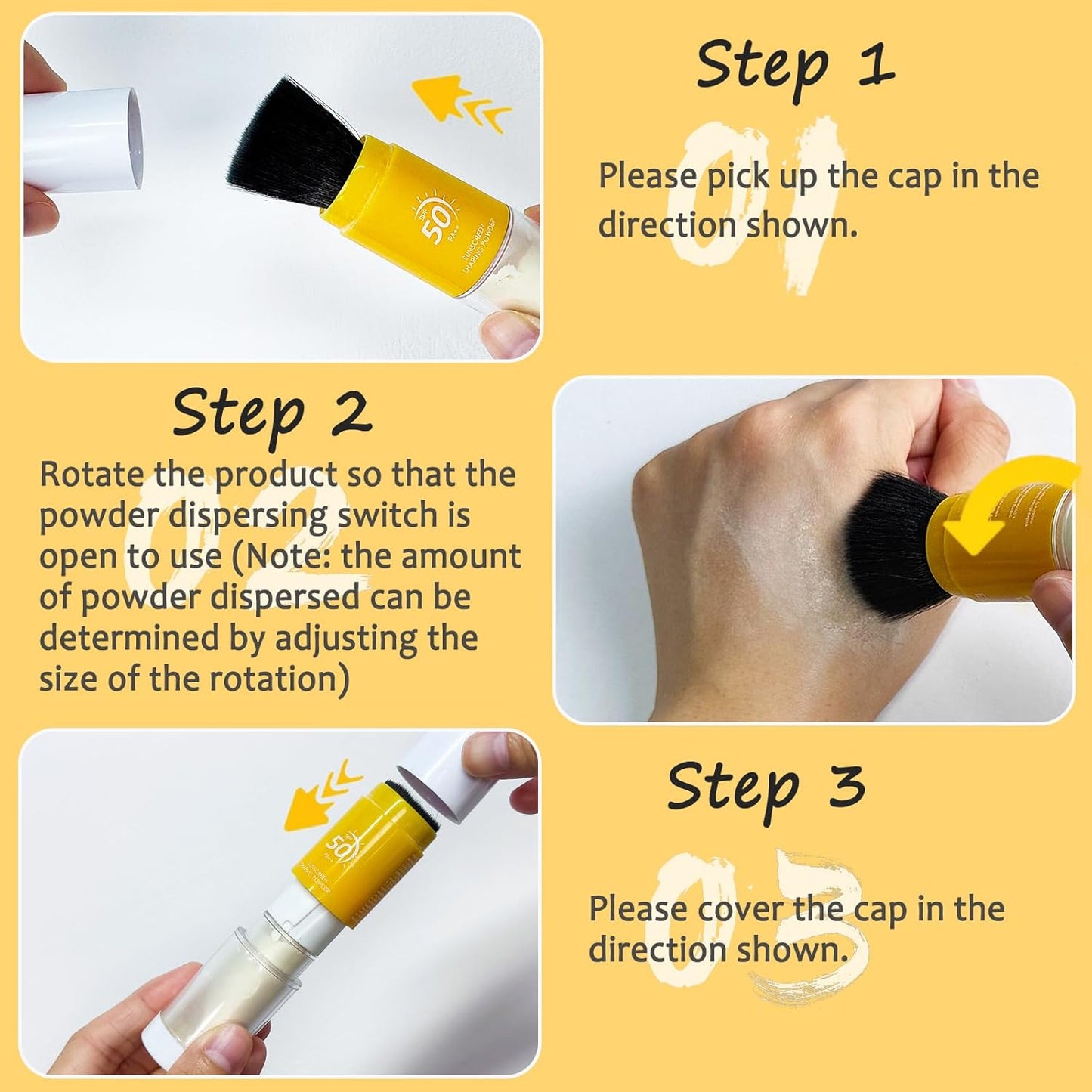 Mineral Sunscreen Setting Powder SPF 50, Sunscreen Powder for Face & Scalp, TranslucentSunscreenPowder with Brush, Oil Control Natural Matte Finish LoosePowder, Lasting Lightweight Breathable-FemmiqueWomen