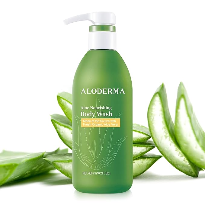 Aloderma Aloe Nourishing Body Wash Featuring Fresh, Organic Aloe for Dry, Sensitive Skin - Moisturizing Body Cleanser with Shea Butter, Allantoin - Leaves Skin Soft, Hydrate & Nourished - 16oz-FemmiqueWomen