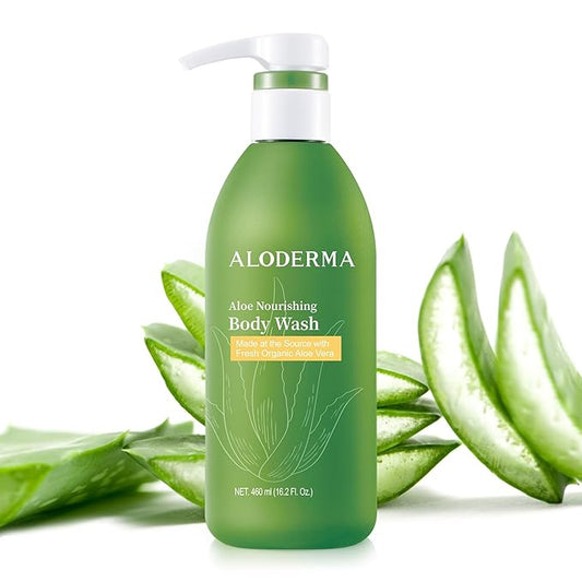 Aloderma Aloe Nourishing Body Wash Featuring Fresh, Organic Aloe for Dry, Sensitive Skin - Moisturizing Body Cleanser with Shea Butter, Allantoin - Leaves Skin Soft, Hydrate & Nourished - 16oz-FemmiqueWomen