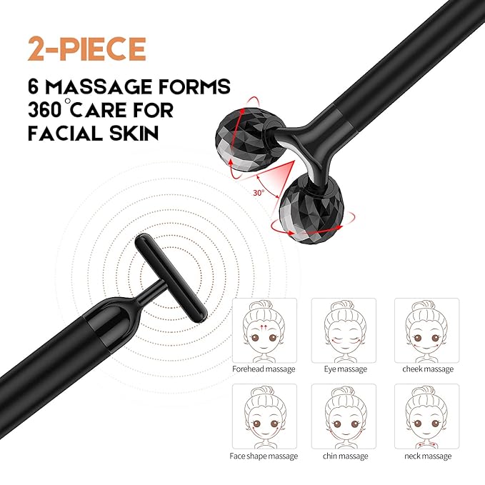 2-IN-1 Beauty Bar Electric Face Massager, 3D Roller and T Shape Arm Eye Nose Head Massager Facial Roller Massager Kit Skin Care Tools-FemmiqueWomen