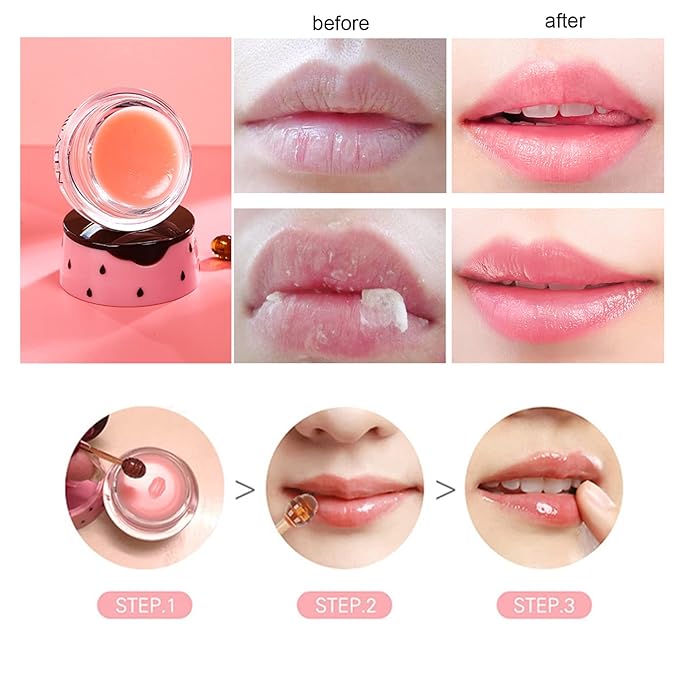 2Pcs Bee Lip Balm Honey Pot, Honey & Strawberry Lip Balm Moisturizing Lip Sleep Mask with Stick Hydrating & Prevention Dry and Cracked Lip Scrubs Exfoliator, Reduces Lip Lines-FemmiqueWomen