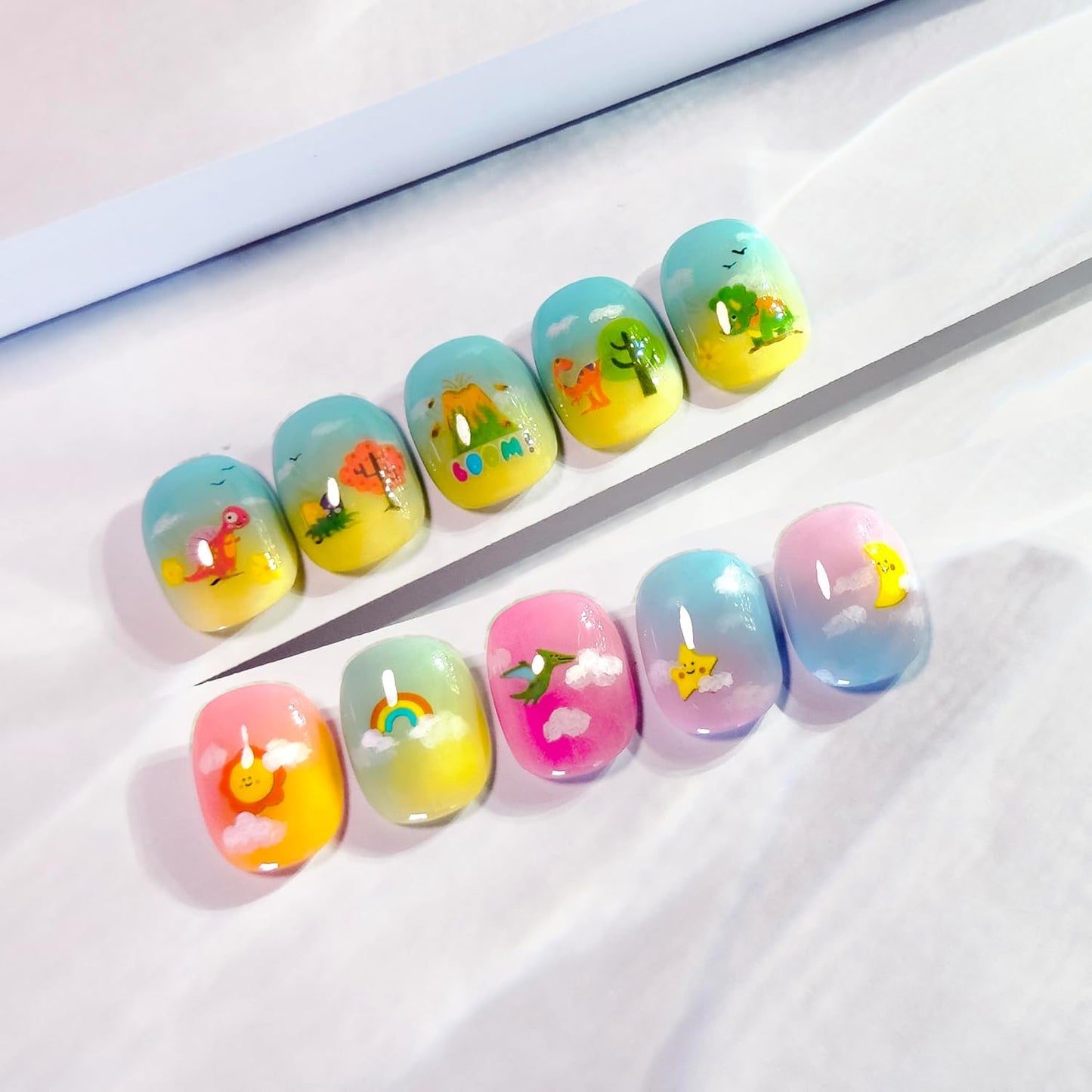 15 Sheets of Nail Stickers for Kids - 735 Cute Nail Stickers - Nail Decals for Girls - Flower, Bunny, Unicorn, Bear, Fruits | Glow in The Dark-FemmiqueWomen