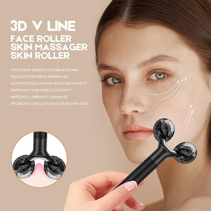 2-IN-1 Beauty Bar Electric Face Massager, 3D Roller and T Shape Arm Eye Nose Head Massager Facial Roller Massager Kit Skin Care Tools-FemmiqueWomen