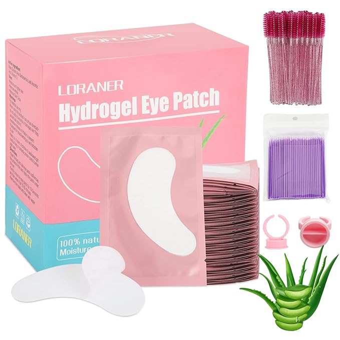 350 PCS Under Eye Gel Pads,Eyelash Mascara Brushes,Holder Eyelash Extension Rings - 100% Naturel Lint Free,Comfy and Cool,Eyelash Extension Eye Pads,Hydro gel Eye Patches Beauty Tool(Pink)-FemmiqueWomen