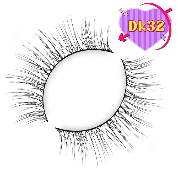 Onlyall Natural Lashes Wispy Lashes Natural Look False Eyelashes Natural Flared Eyelashes False Eye Lashes Soft Fluffy Lashes 7 Pairs DK32, Black-FemmiqueWomen